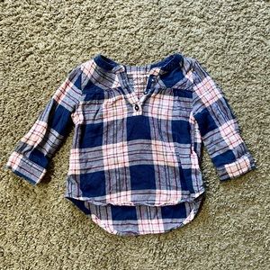 Girls Blue and Pink Plaid Blouse